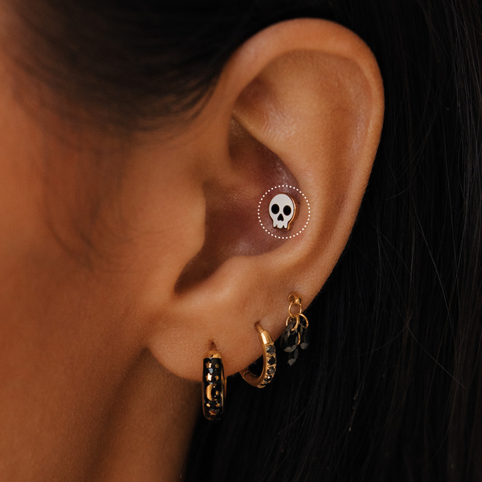 Rebel Skull Enamel Flat Back Stud