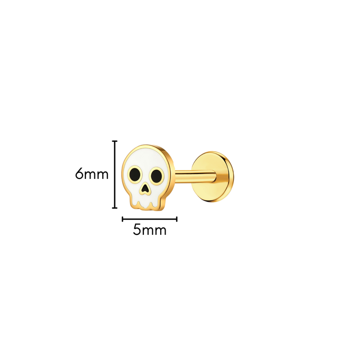 Rebel Skull Enamel Flat Back Stud