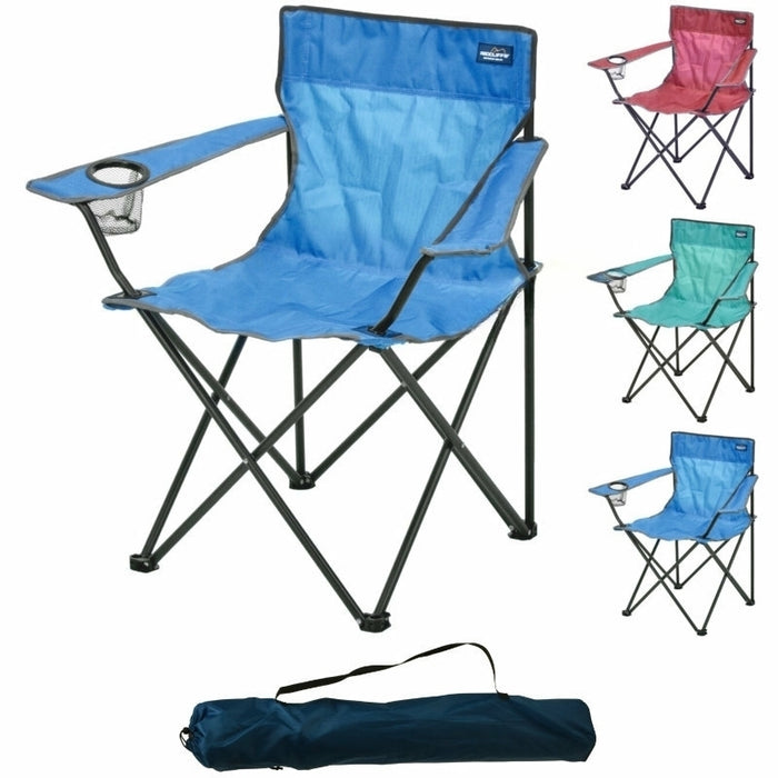 Redcliffs Klappstuhl mit Getränkehalter – Campingstuhl für Outdoor, Angeln & Festival | Blau, Rot oder Grün