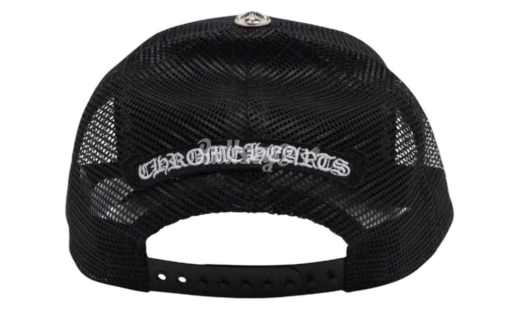 Chrome Hearts Pony Hair Cemetery Cross White Patch Black Trucker Hat