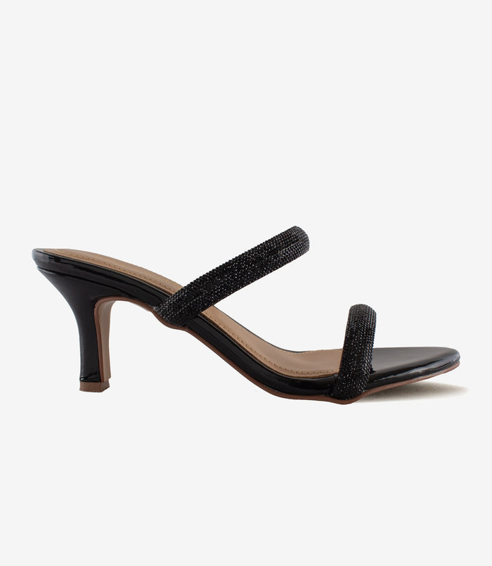 Scarlet Black Mule – Rhinestone Heels for Women