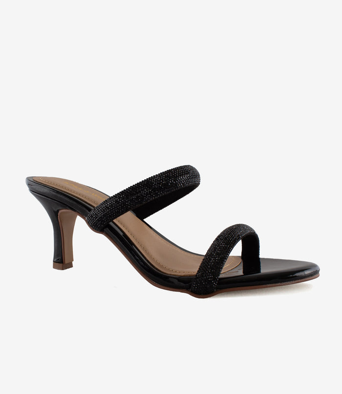 Scarlet Black Mule – Rhinestone Heels for Women