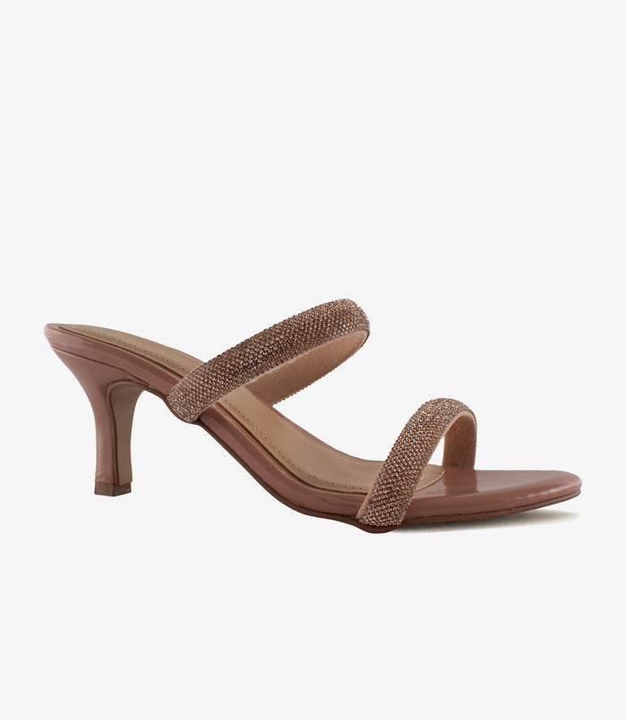 Scarlet Pink Mule – Rhinestone Heels for Women
