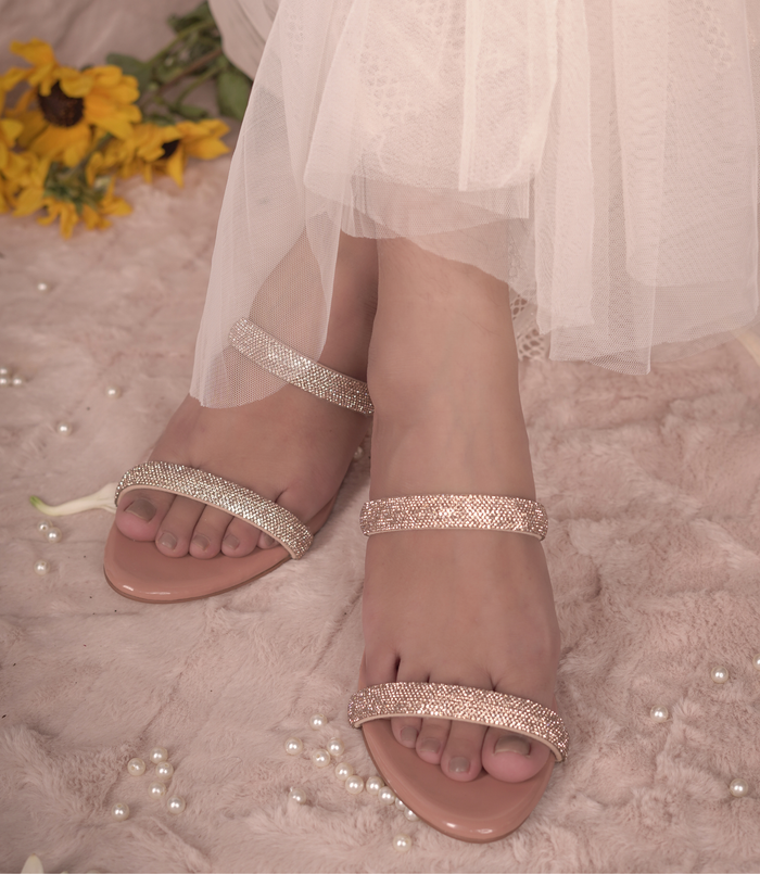 Scarlet Pink Mule – Rhinestone Heels for Women