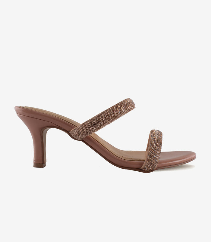 Scarlet Pink Mule – Rhinestone Heels for Women