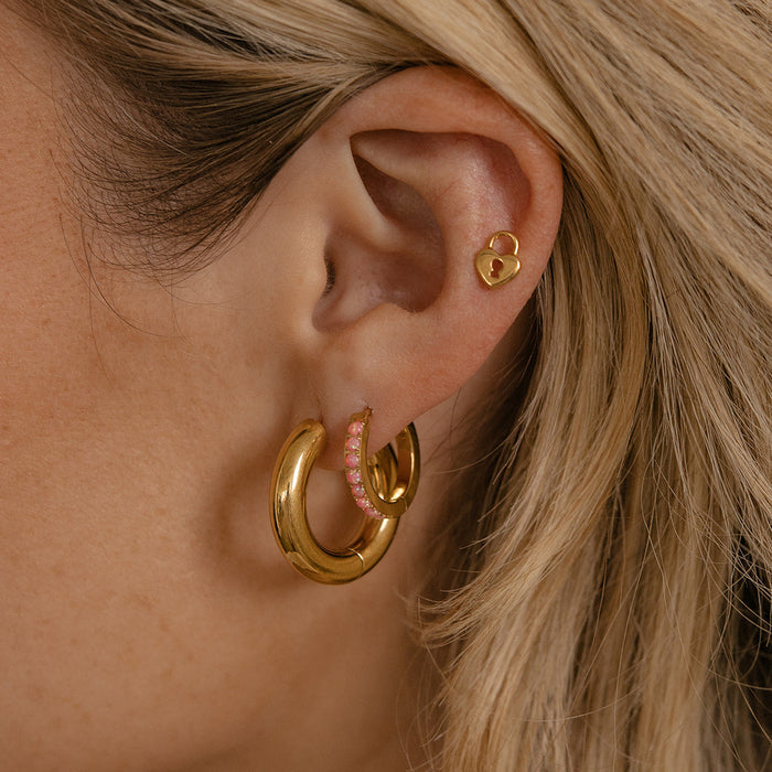 Secret Crush Hoops in Titanium