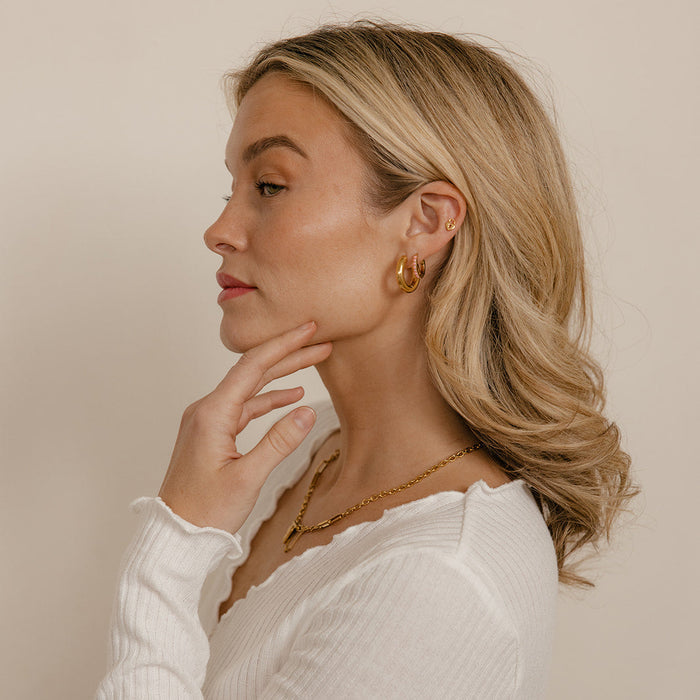 Secret Crush Hoops in Titanium
