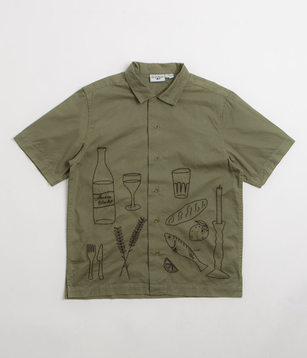 Service Works Light Twill Picnic Short Sleeve Shirt - Olive