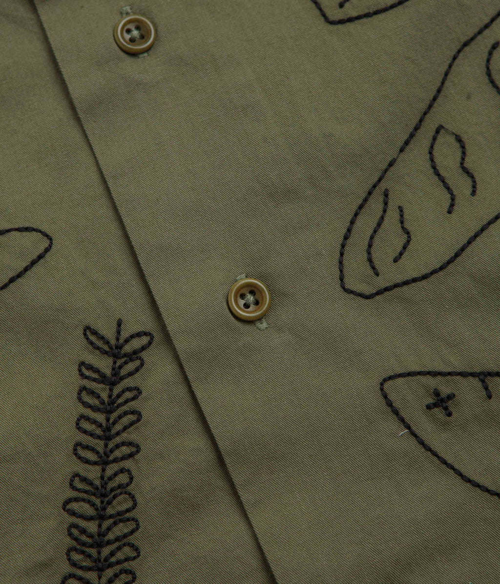 Service Works Light Twill Picnic Short Sleeve Shirt - Olive