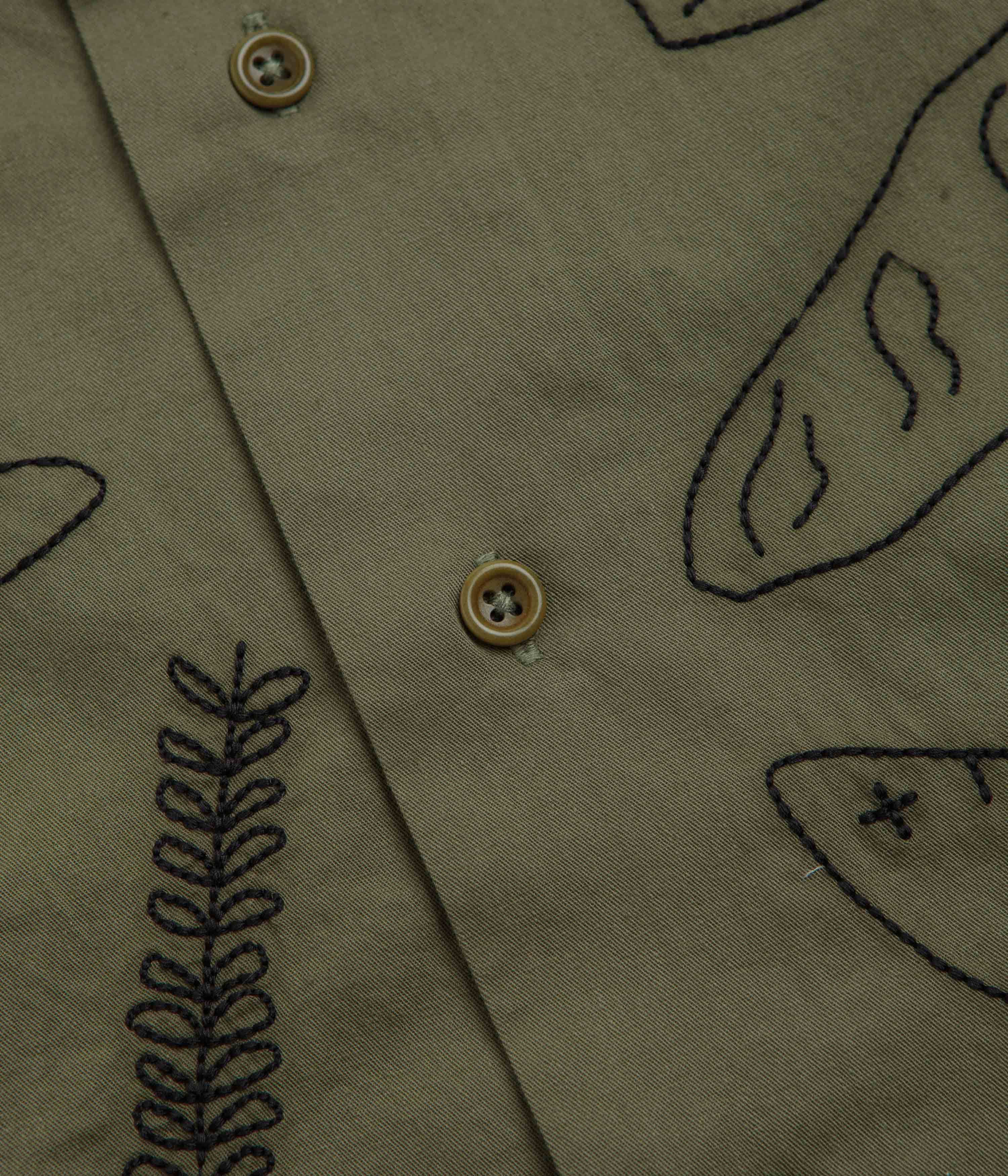 Service Works Light Twill Picnic Short Sleeve Shirt - Olive