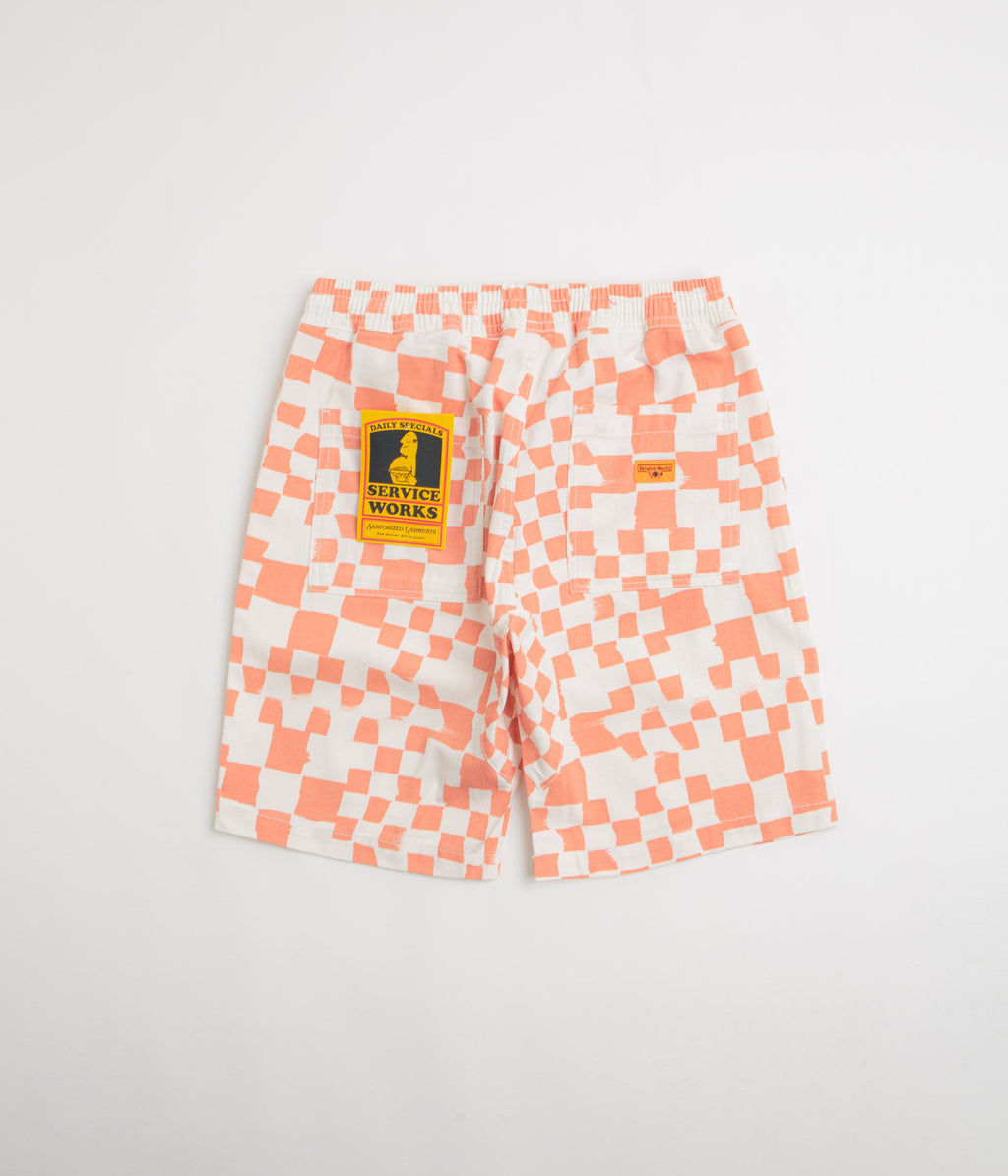 Service Works Printed Chef Shorts - Salmon Checker