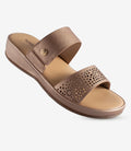 Shimmy Rose Gold Mule – Wedge Heels for Women
