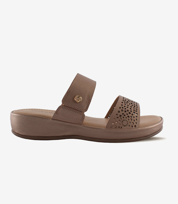 Shimmy Rose Gold Mule – Wedge Heels for Women