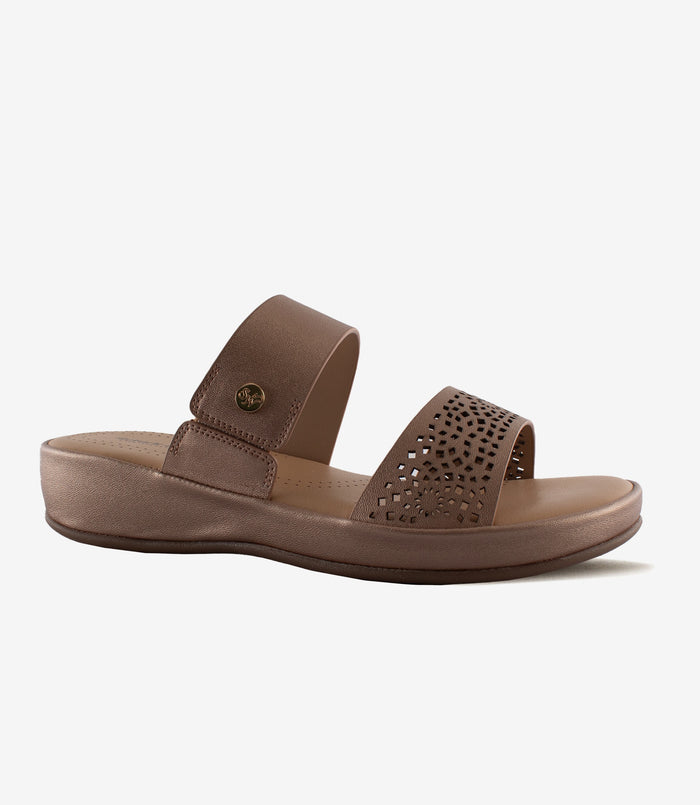 Shimmy Rose Gold Mule – Wedge Heels for Women