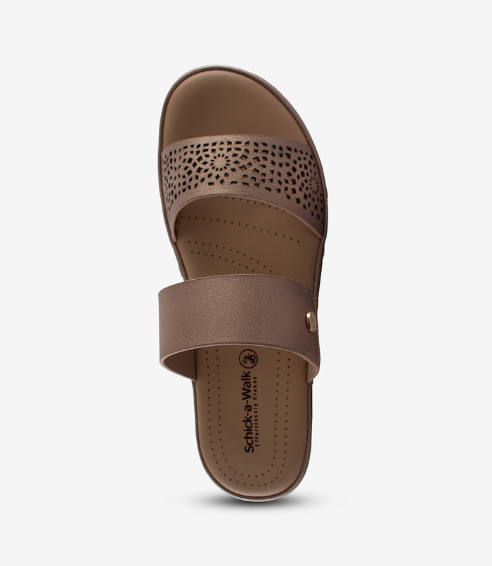 Shimmy Rose Gold Mule – Wedge Heels for Women