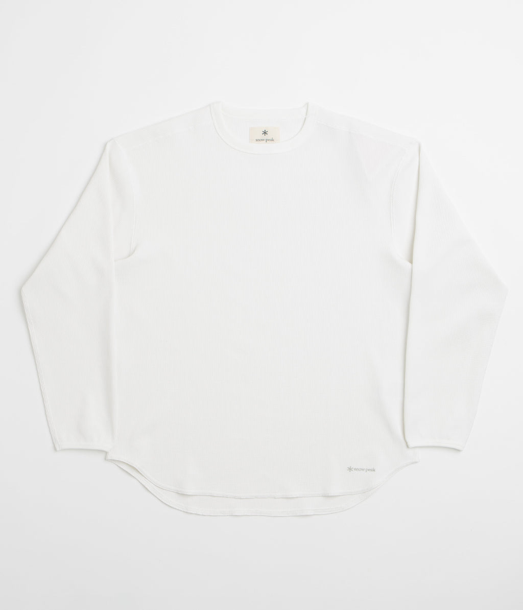 Snow Peak Dry Waffle Long Sleeve T-Shirt - Off White