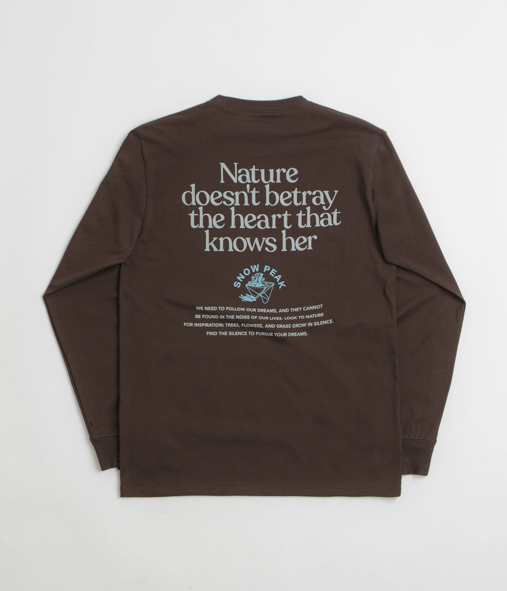 Snow Peak Living With Nature Long Sleeve T-Shirt - Dark Brown