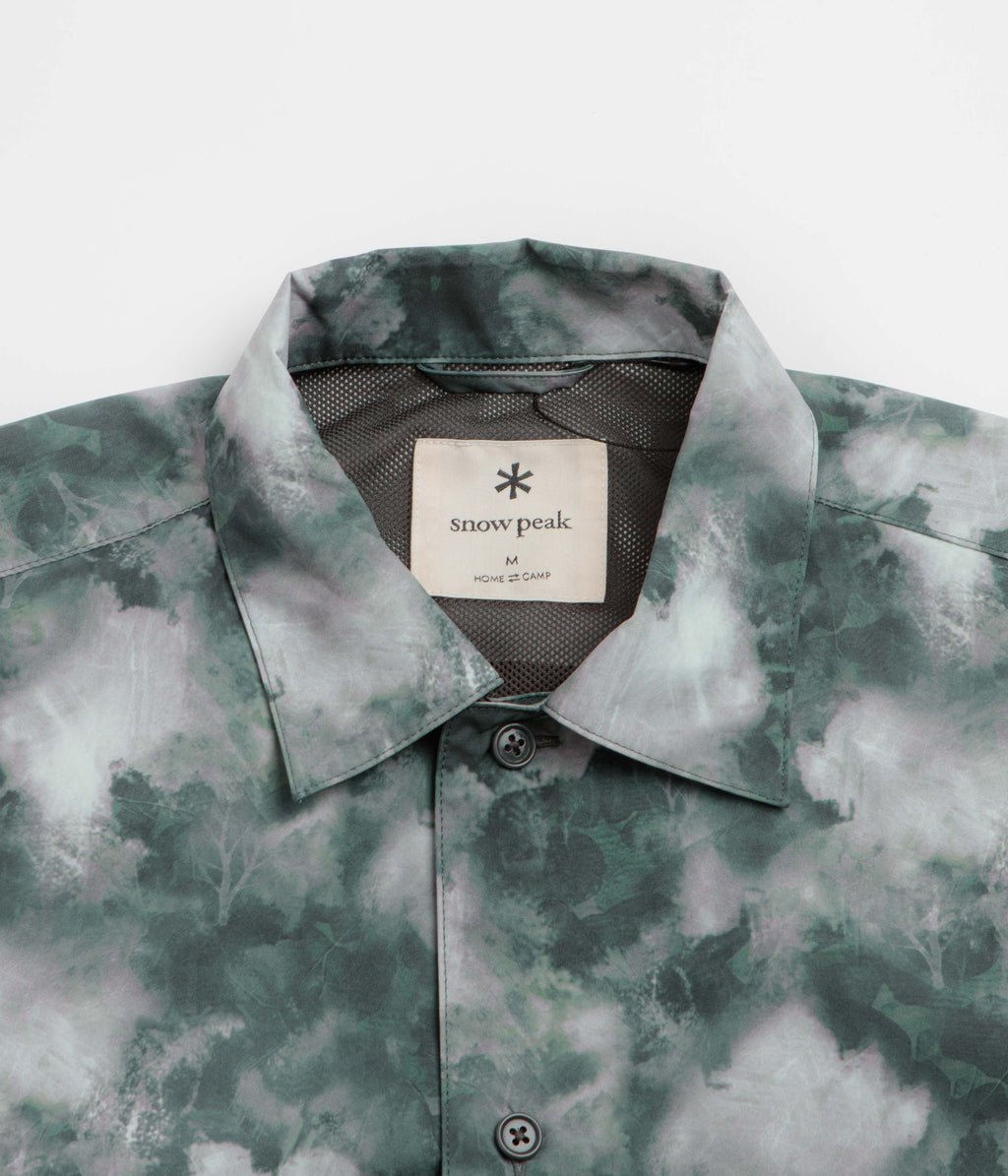 Snow Peak Patterned Mori Short Sleeve Shirt - Green