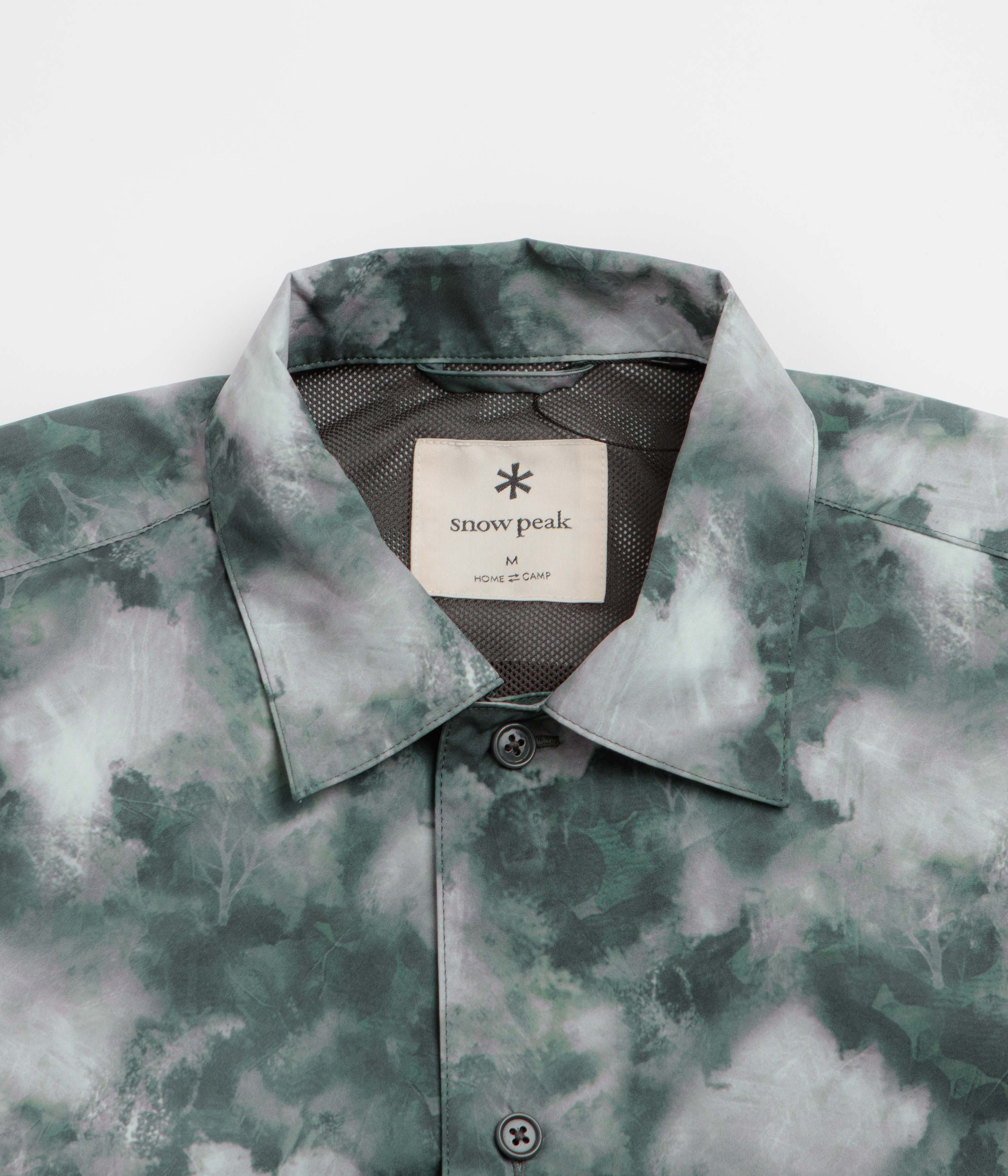 Snow Peak Patterned Mori Short Sleeve Shirt - Green