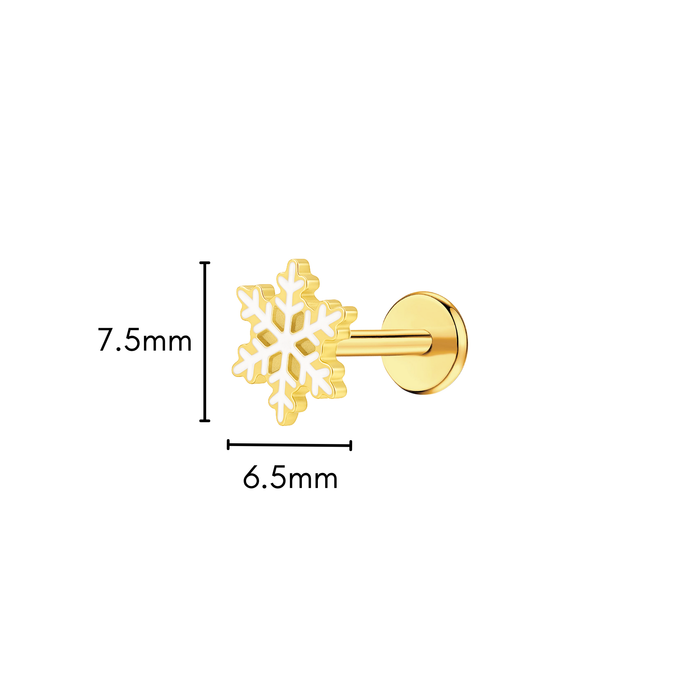 Snowflake Enamel Flat Back Stud