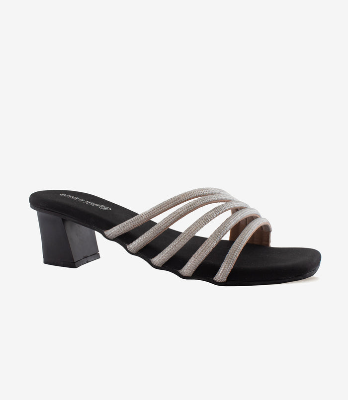 Sophie Black – Rhinestone Block Heels for Women