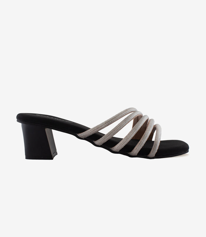 Sophie Black – Rhinestone Block Heels for Women