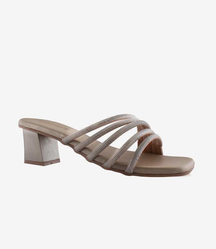 Sophie Gold – Rhinestone Block Heels for Women