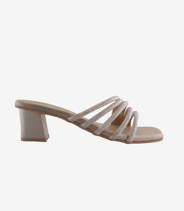 Sophie Gold – Rhinestone Block Heels for Women