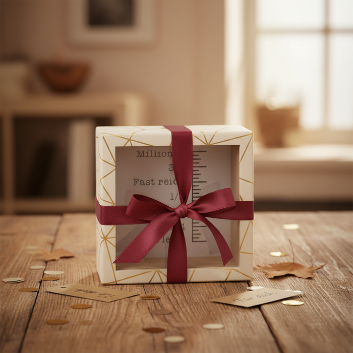 Spardose Millionär als Geschenk verpackt