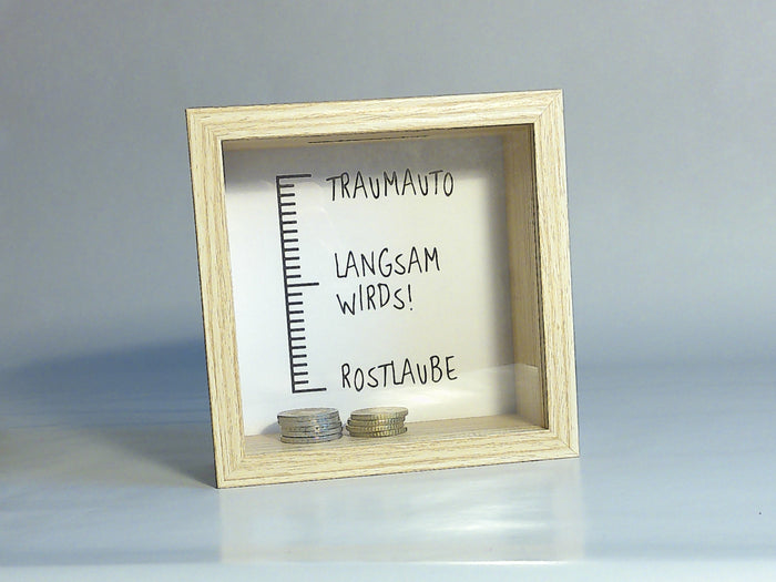 Spardose „Traumauto“ aus MDF – 14,5 × 14,5 × 6,5 cm