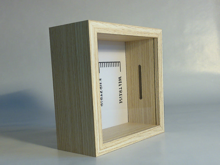 Spardose „Weltreise“ aus MDF – 14,5 × 14,5 × 6,5 cm