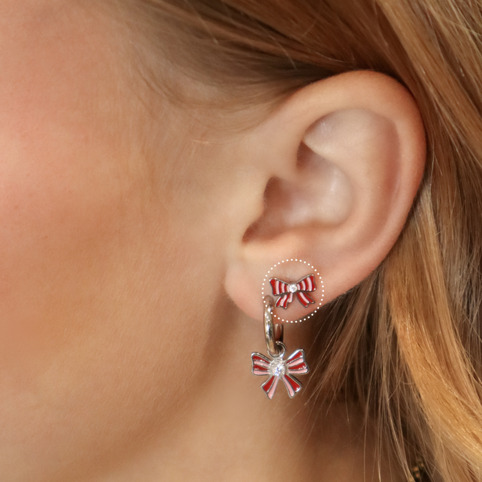 Striped Bow Flat Back Stud