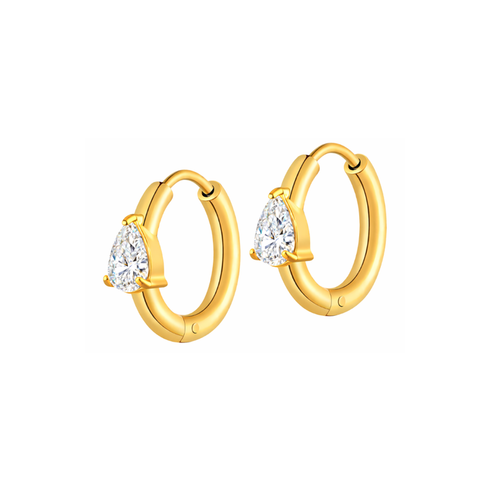 Teardrop CZ Hoops