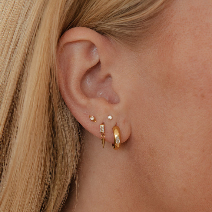 Teardrop Gem Hoops in Titanium