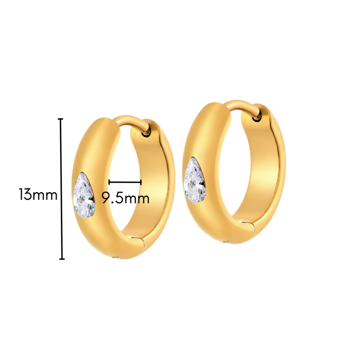Teardrop Gem Hoops in Titanium