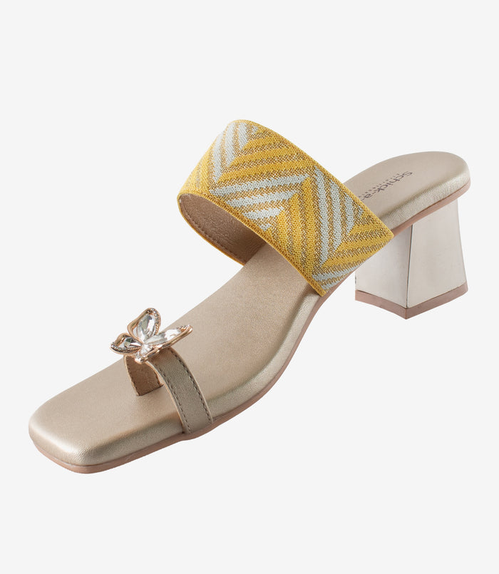 Tiara Yellow – Toe-Ring Block Heels for Women