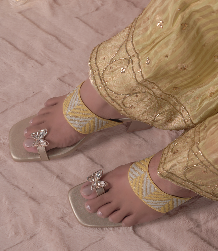 Tiara Yellow – Toe-Ring Block Heels for Women
