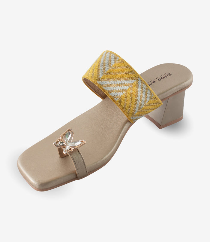 Tiara Yellow – Toe-Ring Block Heels for Women