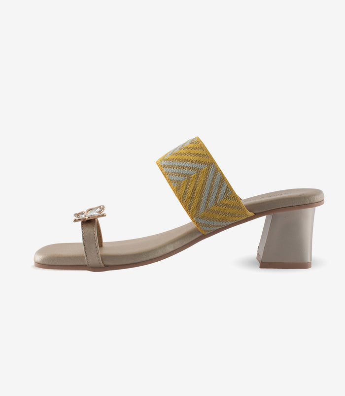 Tiara Yellow – Toe-Ring Block Heels for Women