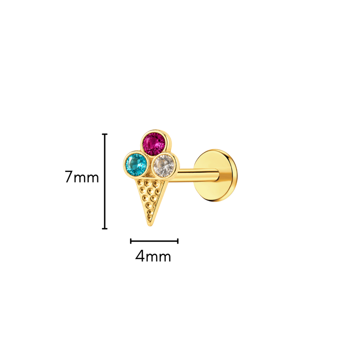 Triple Scoop Flat Back Stud