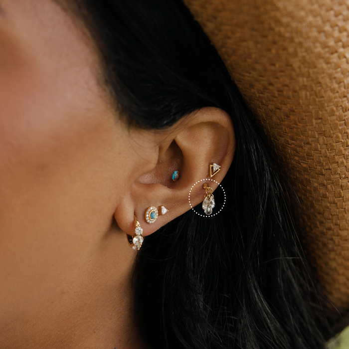 Triple Teardrop Dangle Flat Back Stud