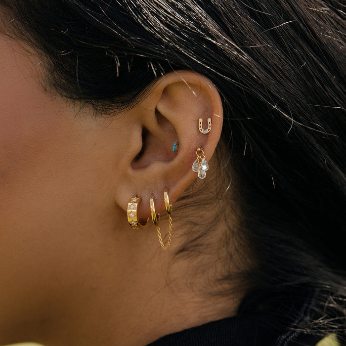 Triple Teardrop Dangle Flat Back Stud