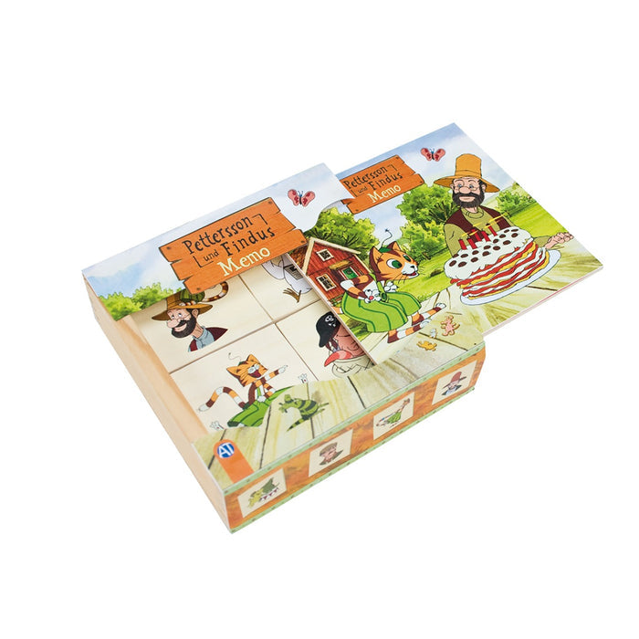 Trötsch Verlag Pettersson und Findus Memo aus Holz 11,5 x 11,5 x 3,5 cm