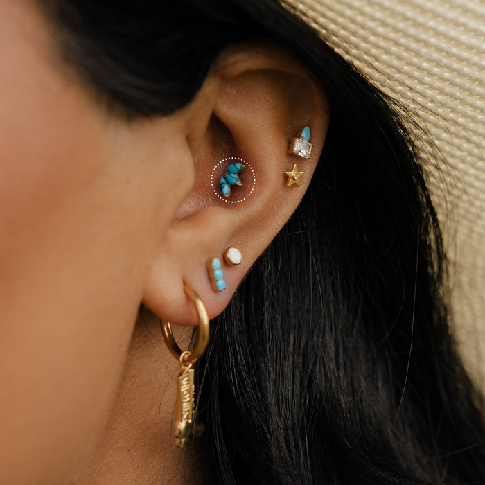 Turquoise Crown Jewel Flat Back Stud