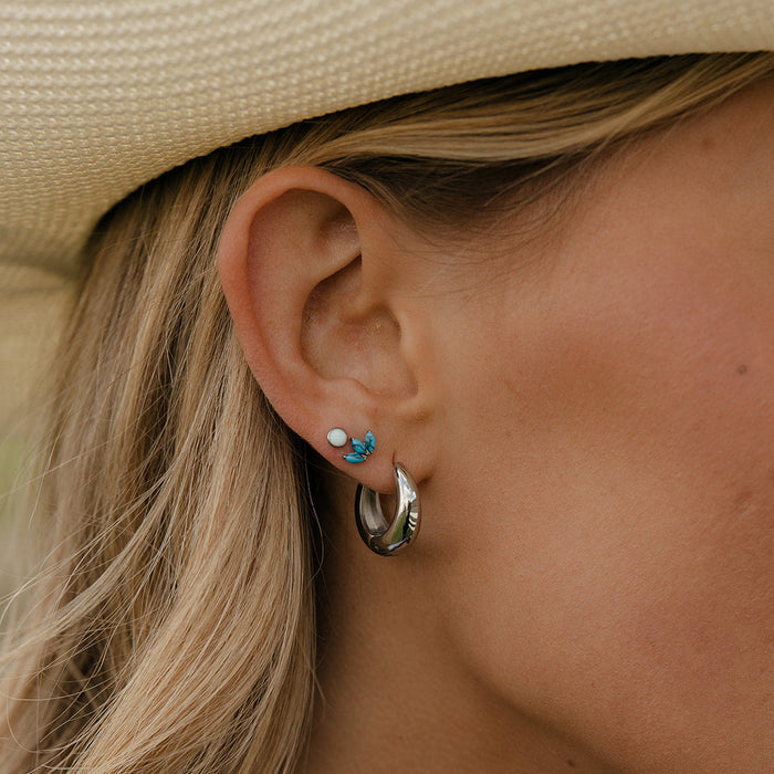 Turquoise Crown Jewel Flat Back Stud