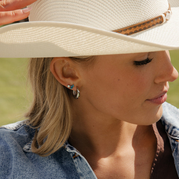 Turquoise Crown Jewel Flat Back Stud