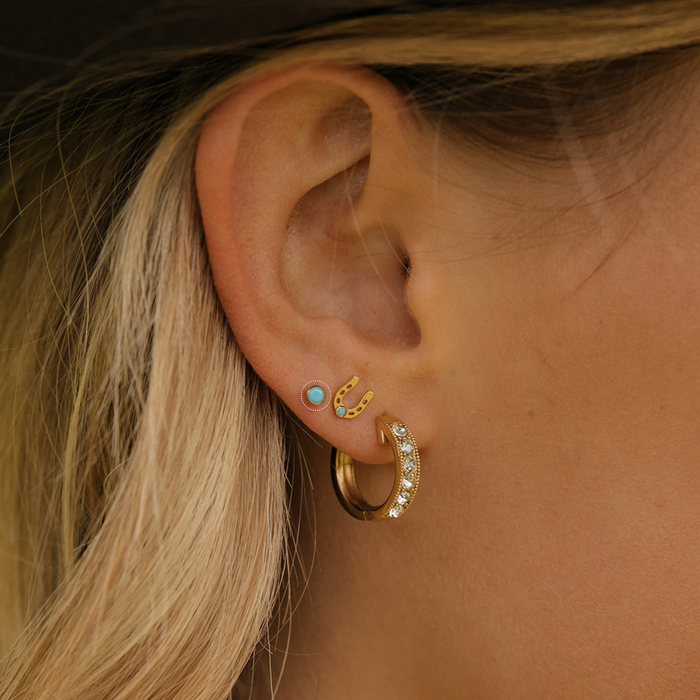 Turquoise Halo Flat Back Stud