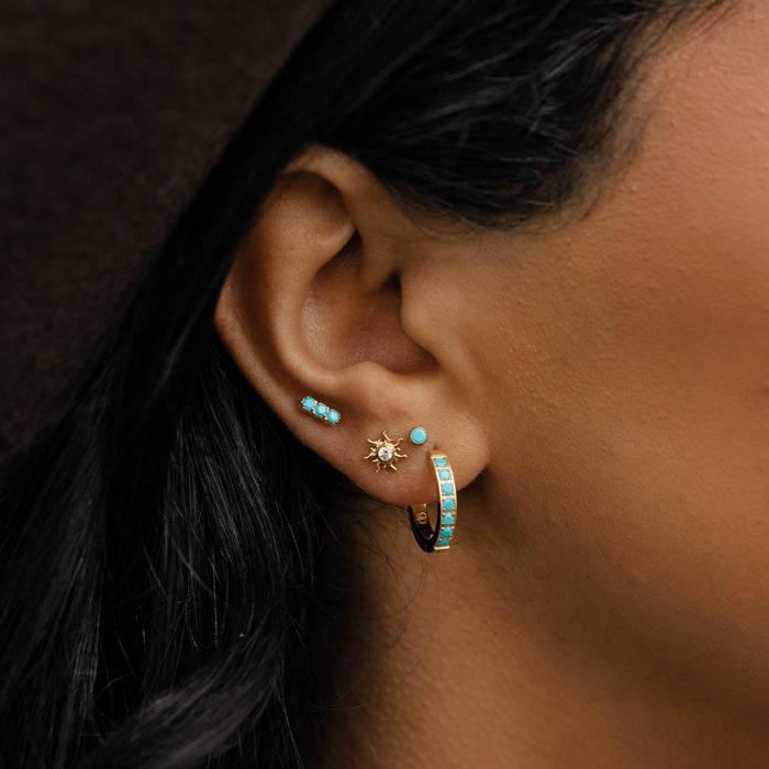 Turquoise Halo Flat Back Stud