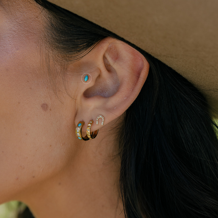 Turquoise Marquise Flat Back Stud