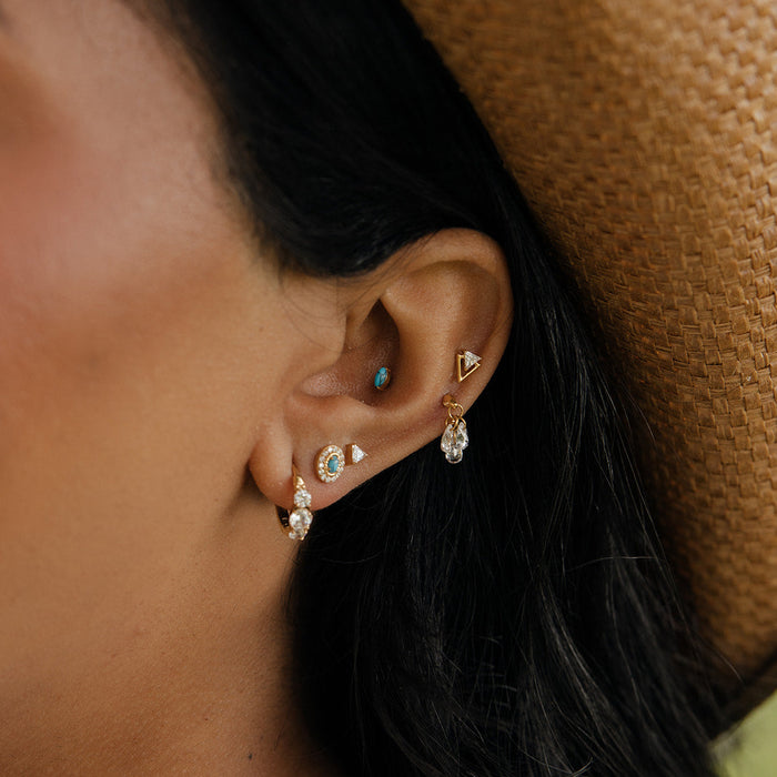Turquoise Marquise Flat Back Stud